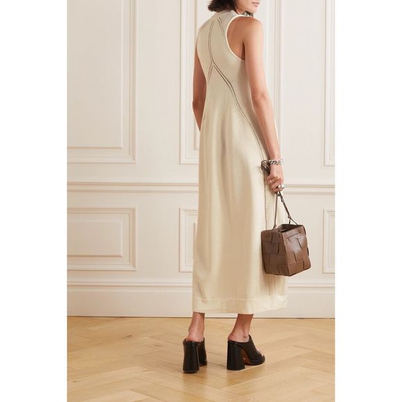 NWT Jil Sander Pointelle-knit Wool Maxi Dress - Cream - Picture 2 of 10